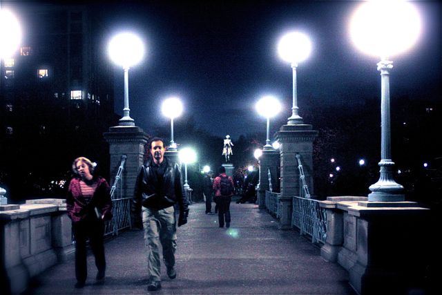 boston public garden night blue