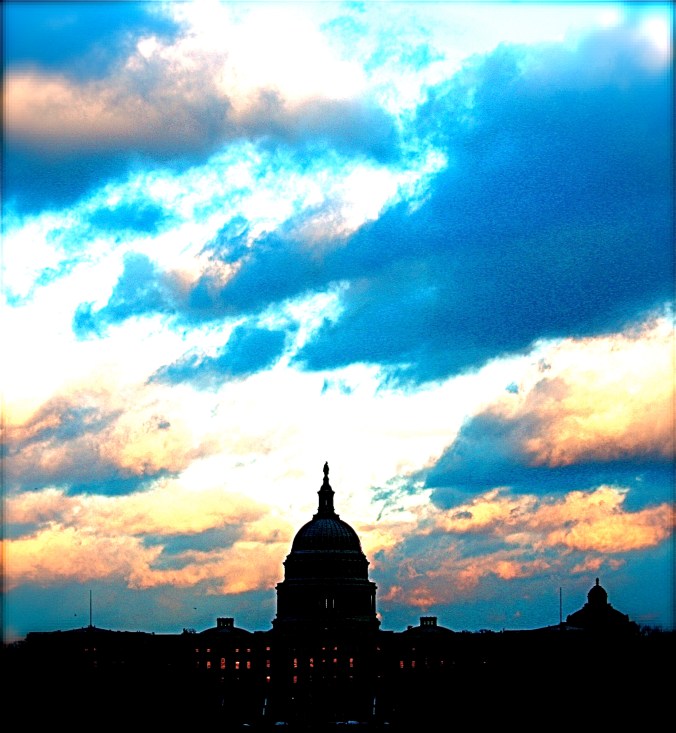 washington dc capitol building wild sky