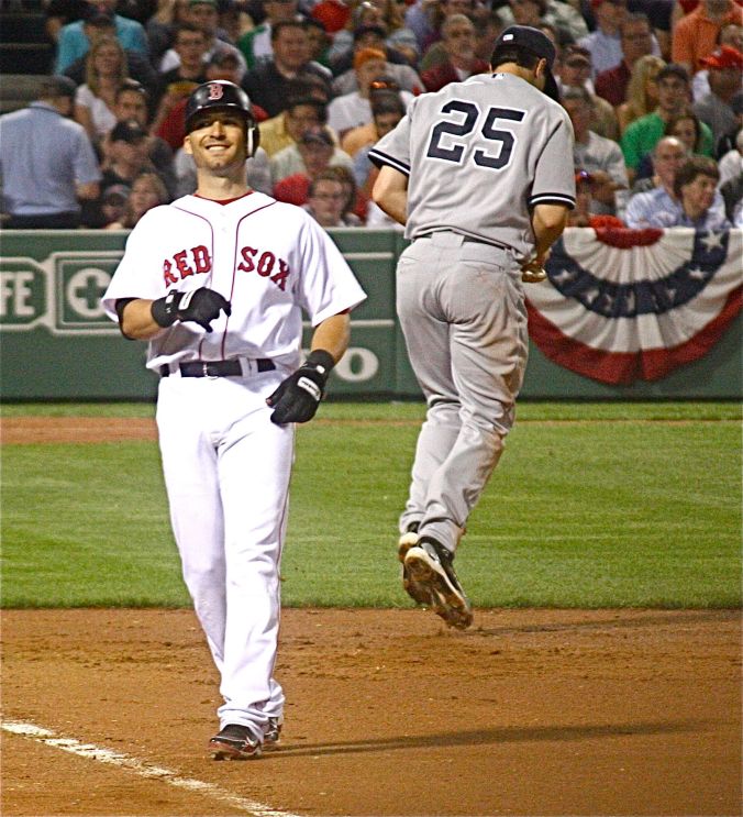 boston fenway red sox yankees game april 7 2010 yankees smiling red sox player