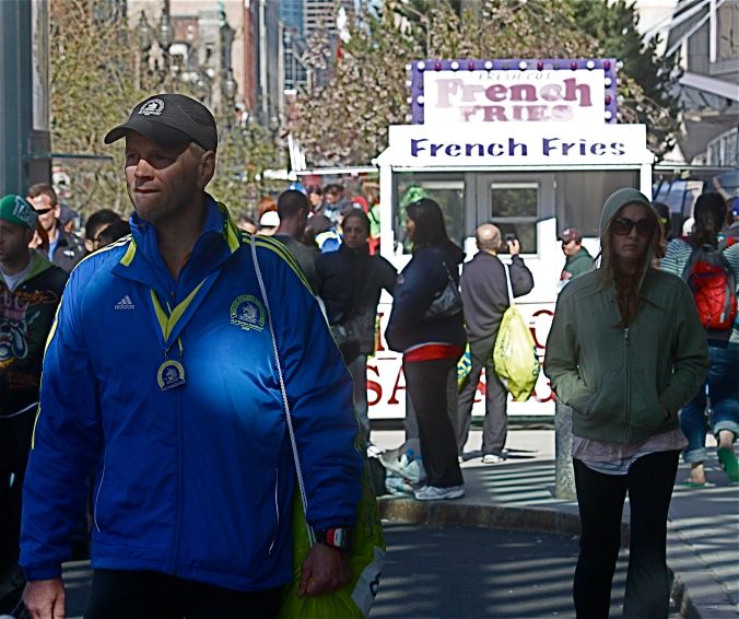 boston marathon medal wearer french fries