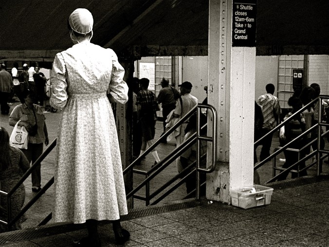 new york city times square mennonite girl 1