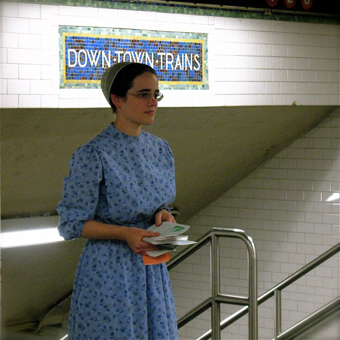new york city times square mennonite girl 2