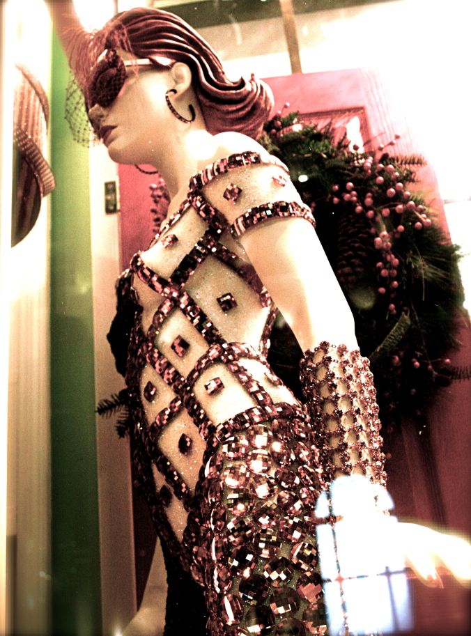 new york city mannequin window precious stone outfit