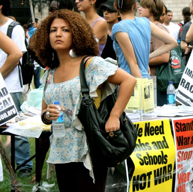 boston boylston immigration protest july 10 2010 woman candid
