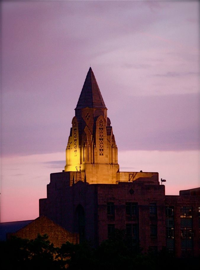 boston building yellow sunset