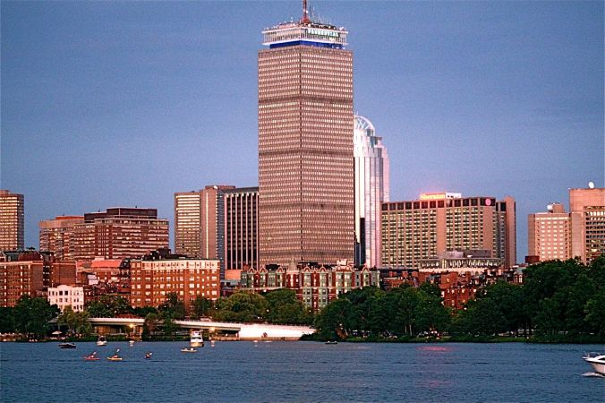 boston charles river sunset prudential building