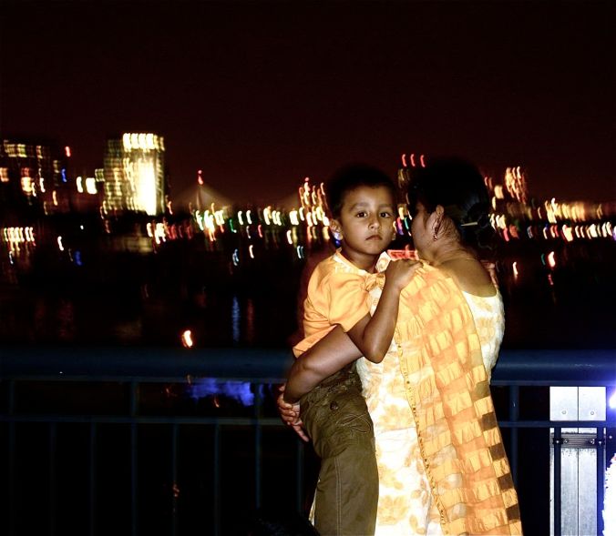 boston fireworks 4th of july 2010 mother with son
