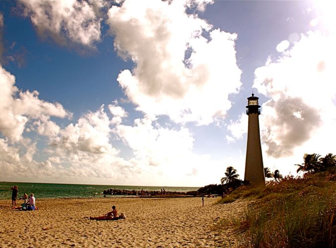 florida biscayne bay lighthouse clouds