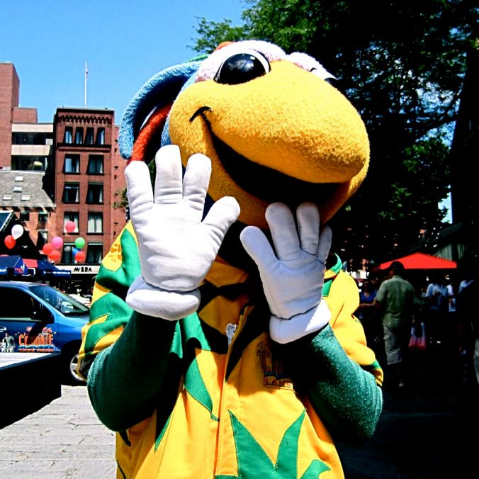 boston faneuil hall man in costume yellow