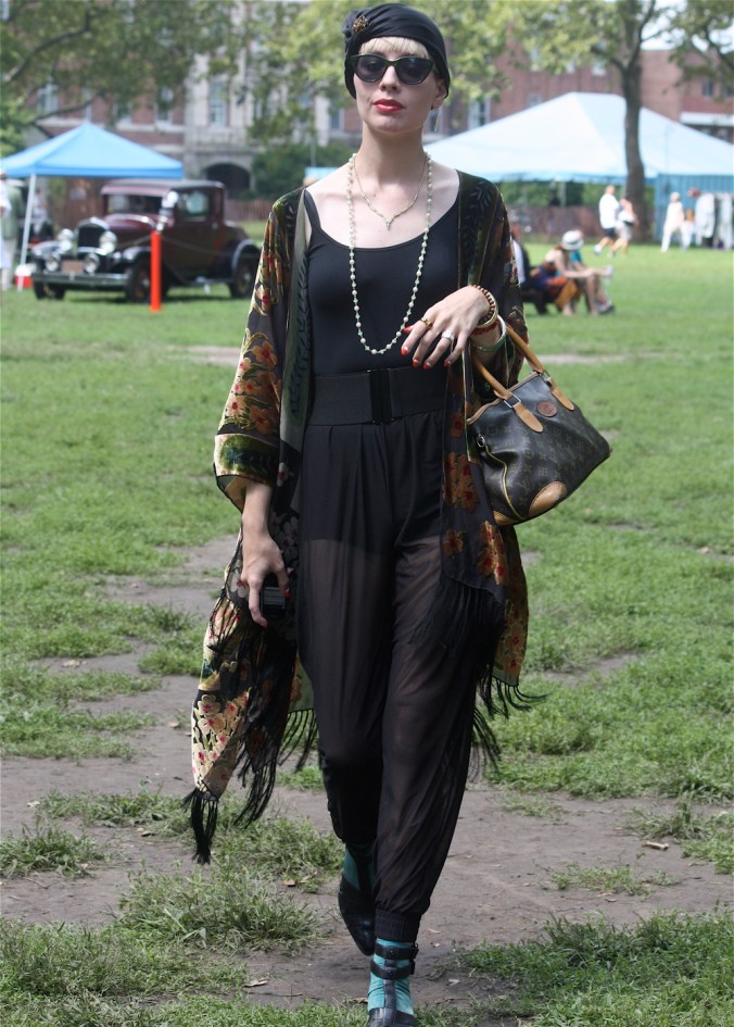 new york governors island jazz age party woman in black outfit