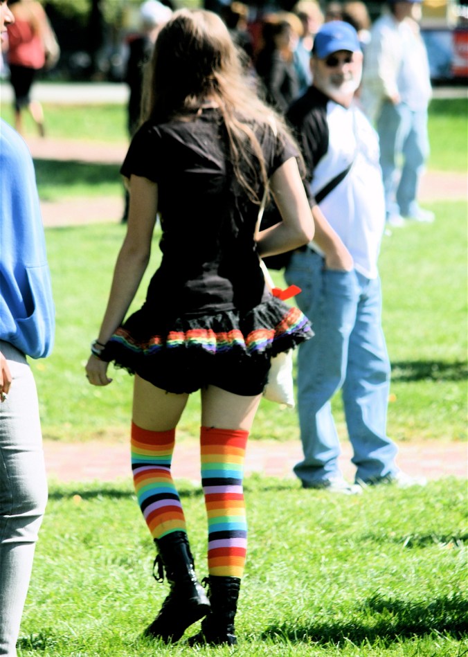 boston hemp fest girl in rainbow stockings