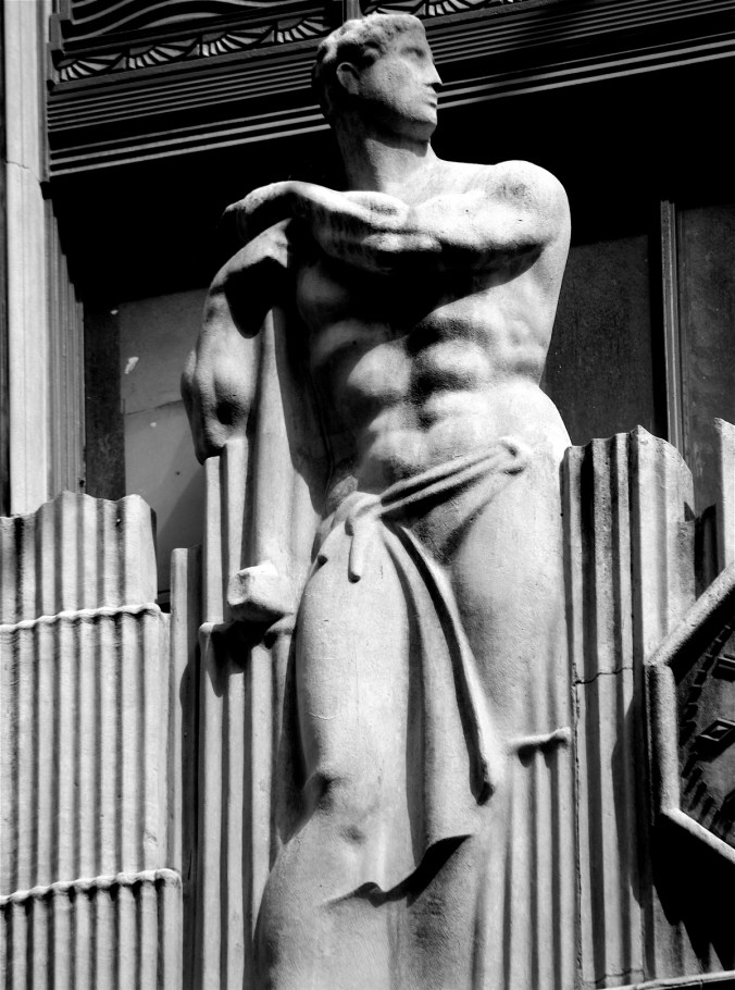 new york city midtown art deco detail black white