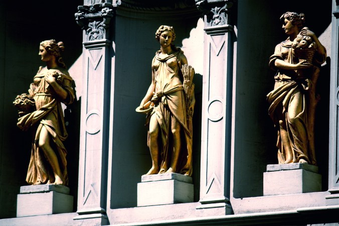 new york city midtown statues bulgari building