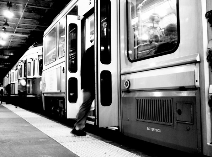boston boylston street station green line november 11 2011 man getting on train