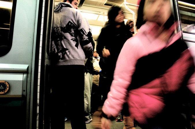 boston boylston street station green line november 11 2011 people getting off the train 3