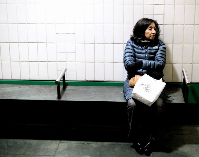 boston green line november 11 2011 arlington station woman waiting