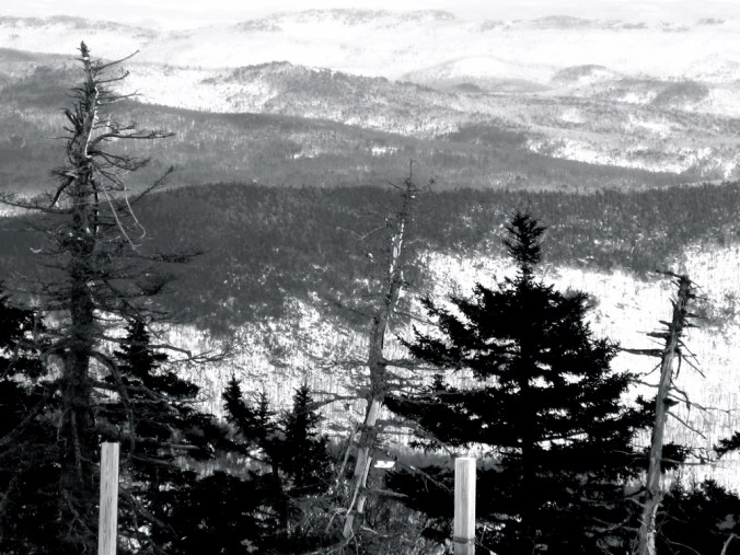 killington mountain view black white