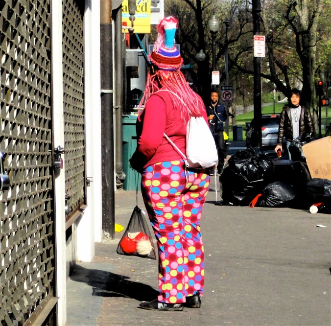 boston downtown crossing woman colorful outfit 2