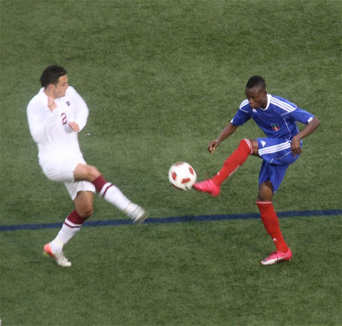 boston harvard university stadium haiti leve ball on shoe