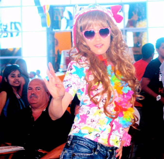 new york city times square japanese girl colorful outfit picture square