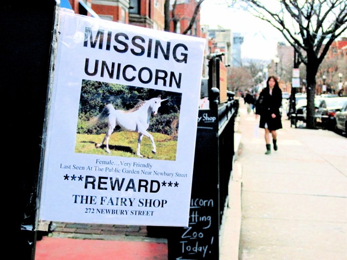 boston newbury street missing unicorn flier
