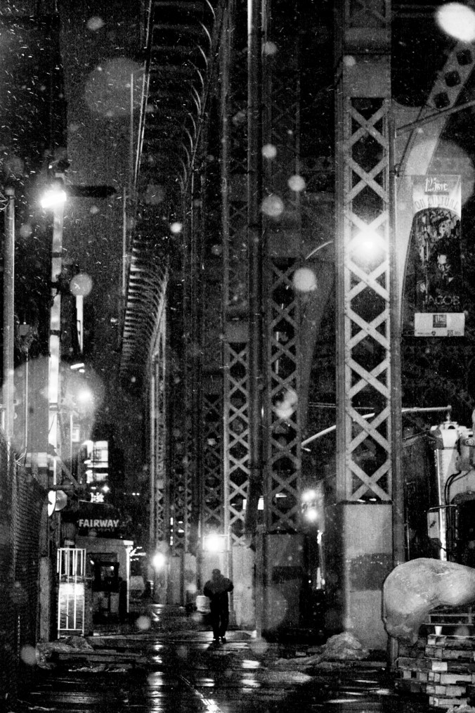 new york city snow storm december 29 2012 harlem 125th street black white snow