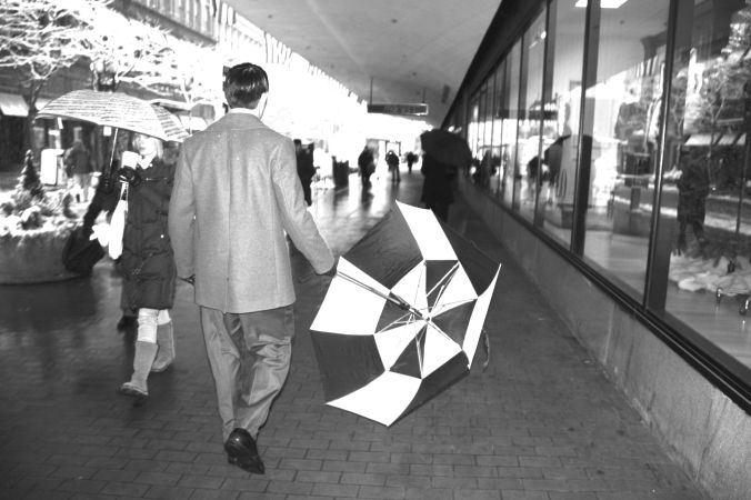 boston downtown crossing people with umbrellas macys