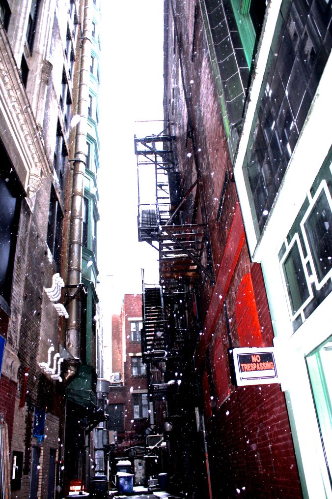 boston downtown crossing snow january 16 2013 alley