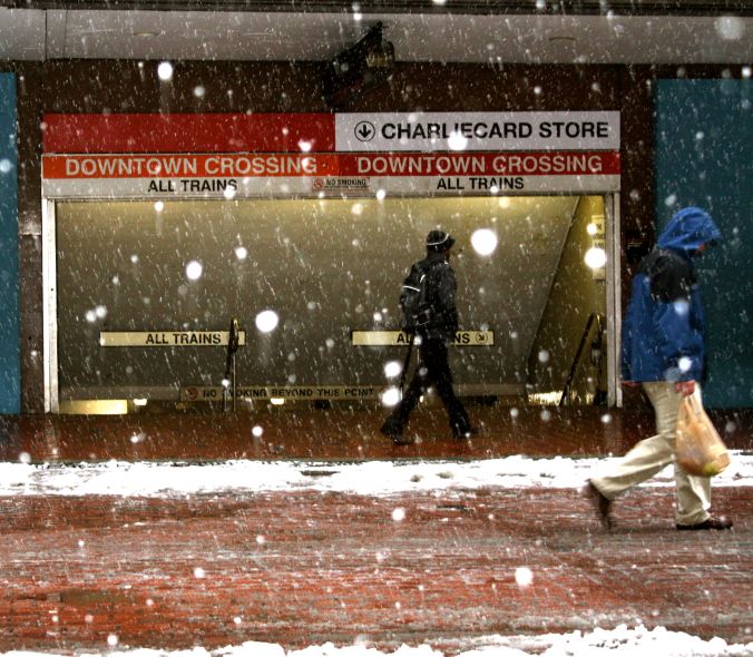 boston downtown crossing snow january 16 2013 t stop