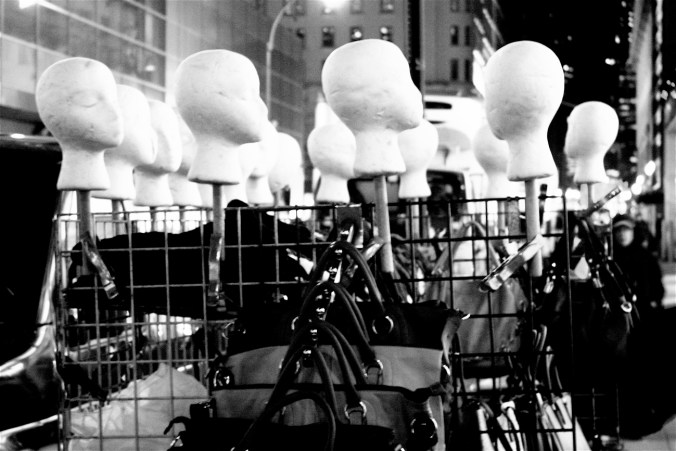 new york city madison avenue mannequin heads night
