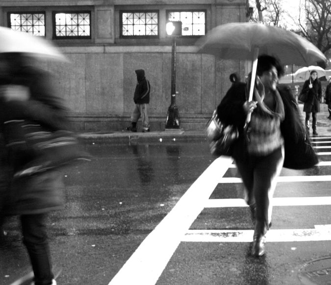 boston park street station people with umbrellas