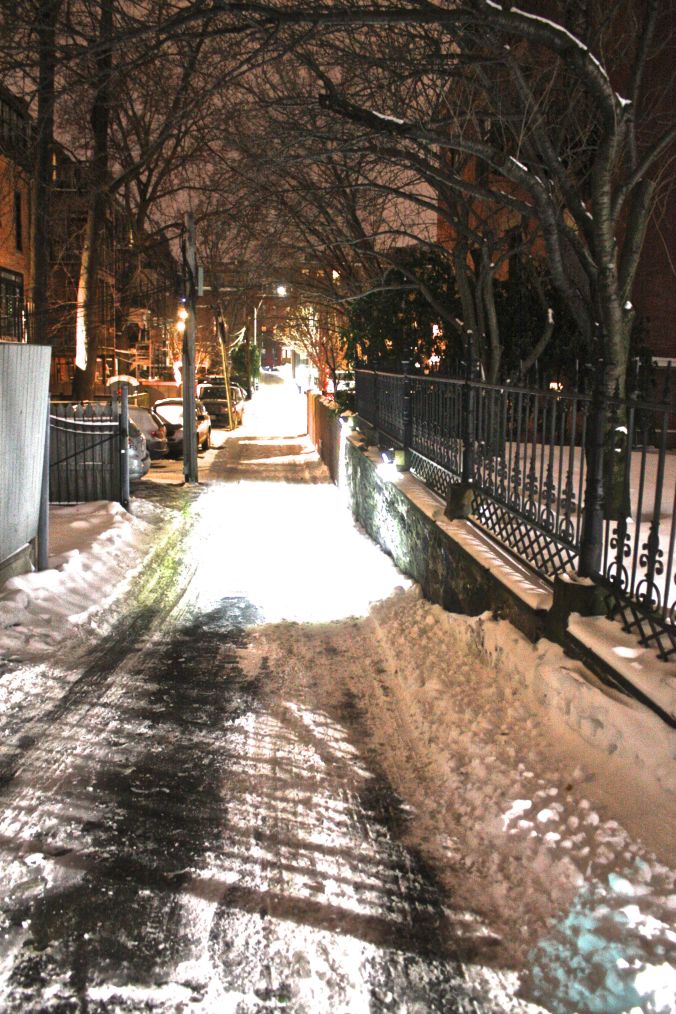 boston south end alley pink sky snow