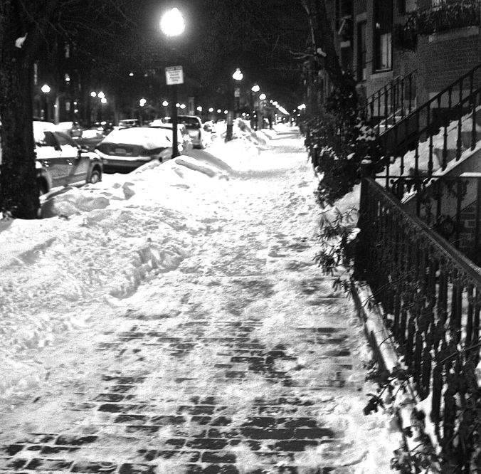 boston south end street black white light line