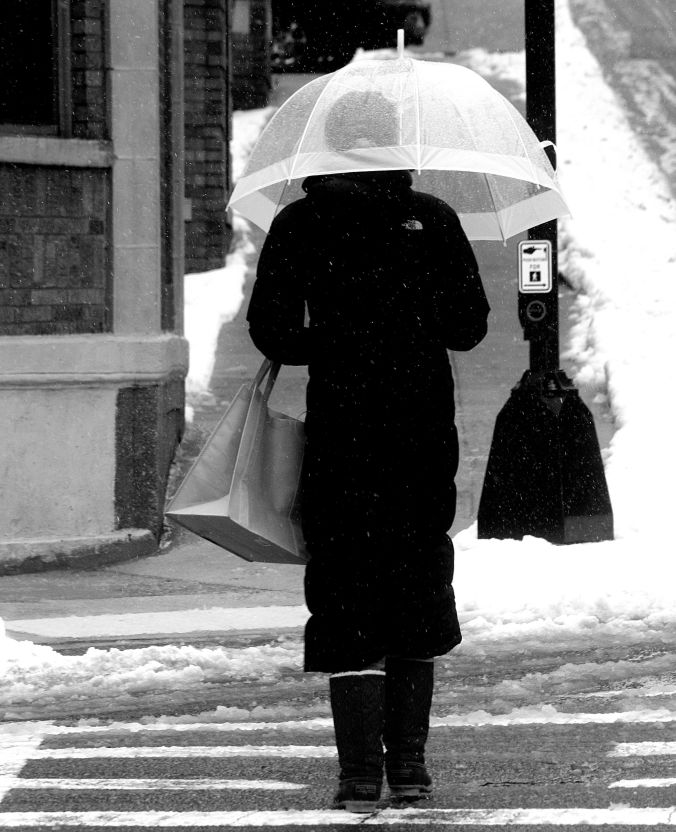 boston allston woman with umbrella circle