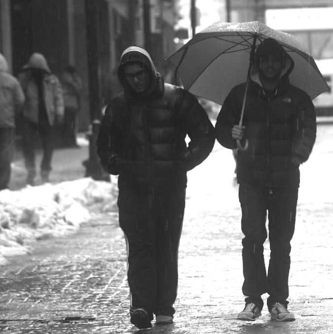 boston downtown crossing people in the rain 2