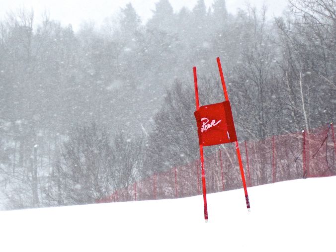 stowe vermont resort ski race sign