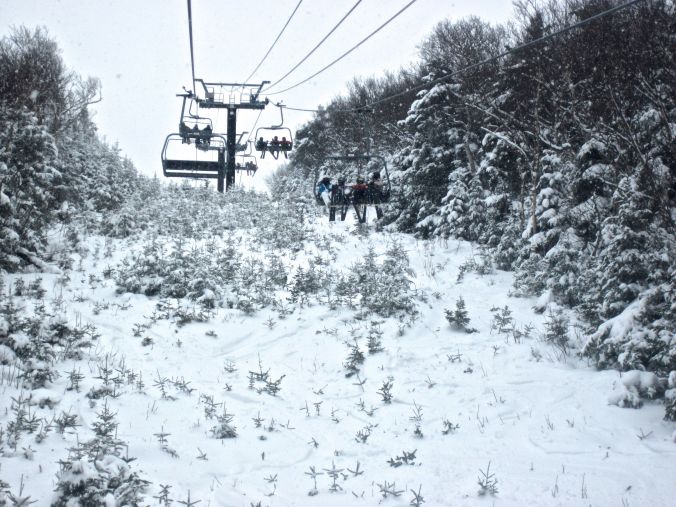sugarbush mount ellen lift trees on side