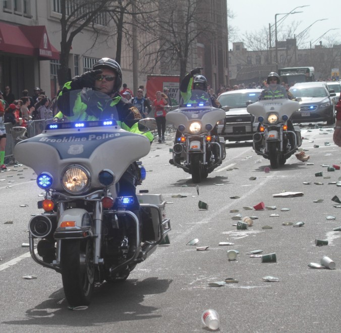 boston marathon 2013 police motorcycles re routing runners after reports of explosions