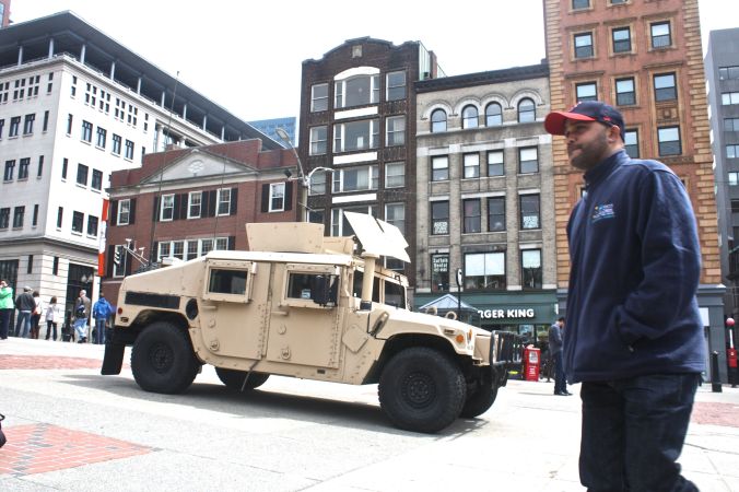 boston park street station humvee parked in front