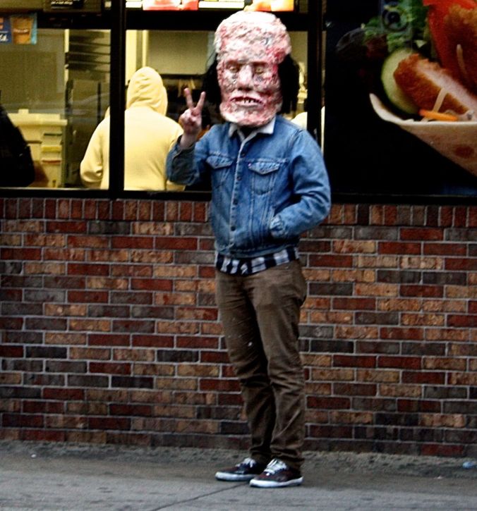 boston allston harvard avenue mcdonalds man in strange mask