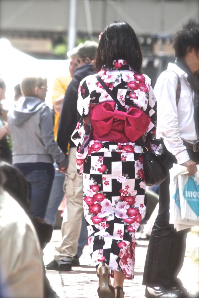 boston government center japanese festival may 19 2013 woman in kimono with bow in the back