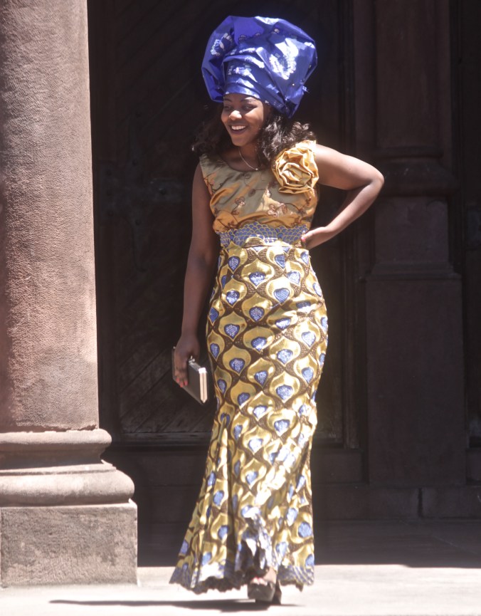 boston copley square copley square church wedding woman in nigerian outfit purple