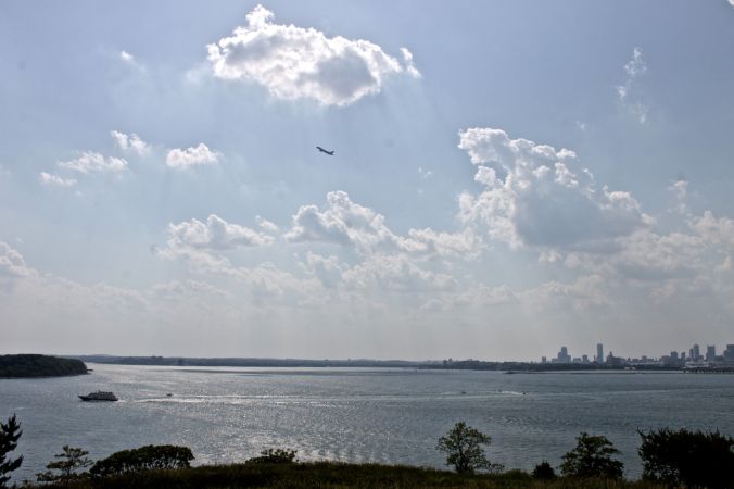 boston harbor spectacle island clouds airplane