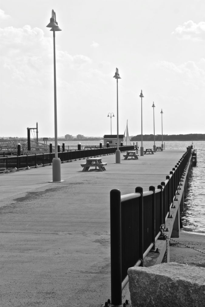 boston harbor spectacle island pathway black white
