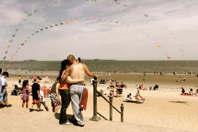 boston revere beach National Sand Sculpting Festival people on the beach