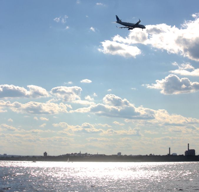 boston georges island clouds airplane over head