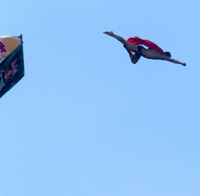 boston institute of contemporary art diving competition august 25 2013 superman red cape 1