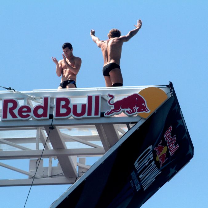 boston institute of contemporary art red bull diving competition august 25 2013 divers greeting each other