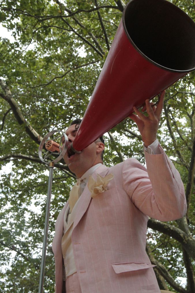 new york city governors island 20 jazz age party 2013 michael arenella with megaphone