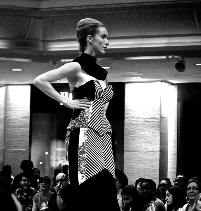 boston fashion week october 2 striped dress black white
